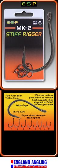 Picture of ESP Raptor Stiff Rigger MK2 Hooks Size 7 Barbed (10 per pack) *SALE*