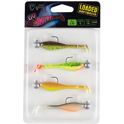 Picture of FOX Rage Mini Fry 7cm Mixed UV Colours Pack of 4, LOADED 5g, 1/0 head